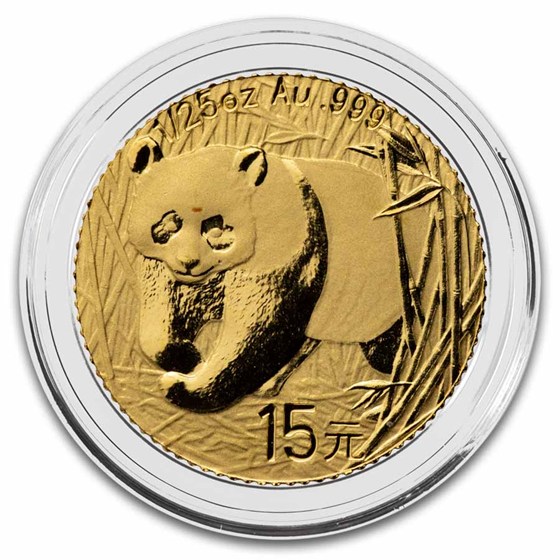 2007 China 1/25 oz Gold Panda Proof (25th Anniv, 2001)