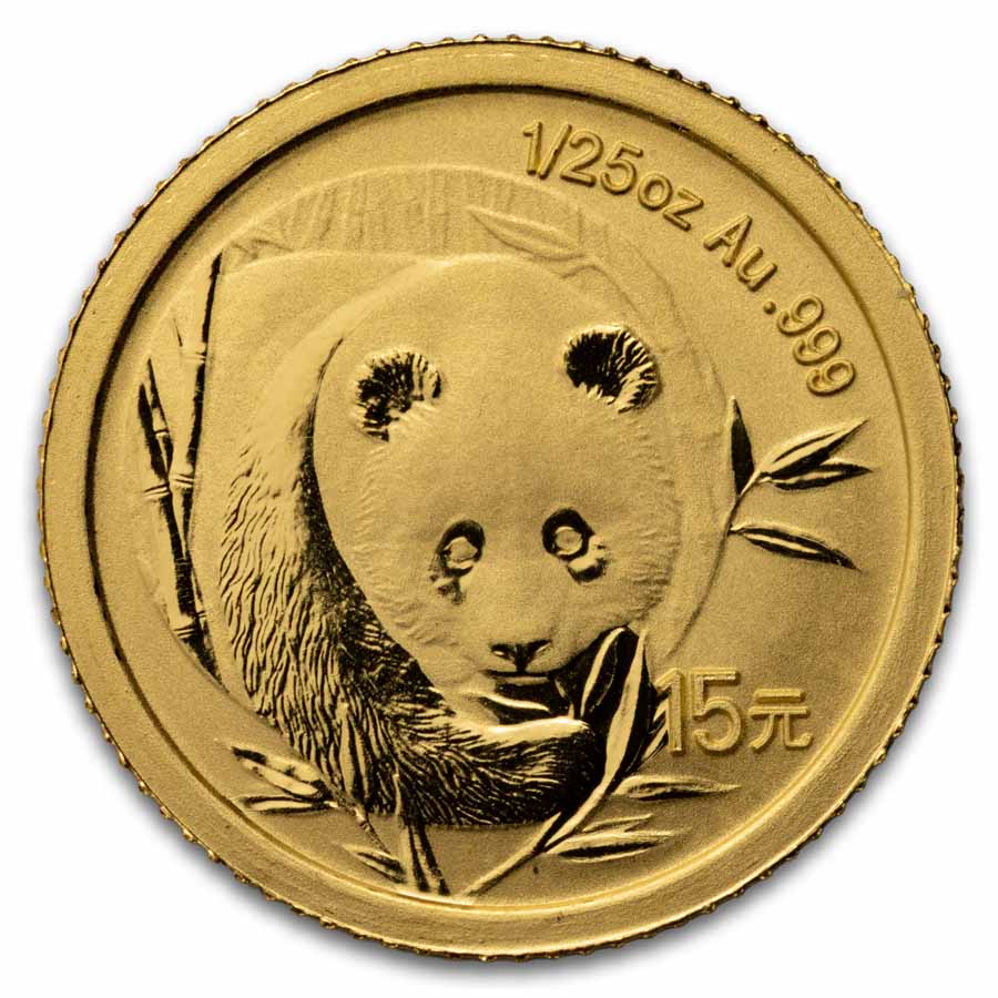2007 China 1/25 oz Gold Panda Proof (25th Anniv, 2003)