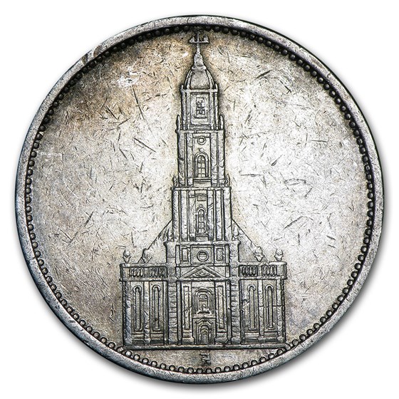 Germany Silver 5 Reichsmarks Potsdam (1934-1935) Avg Circ