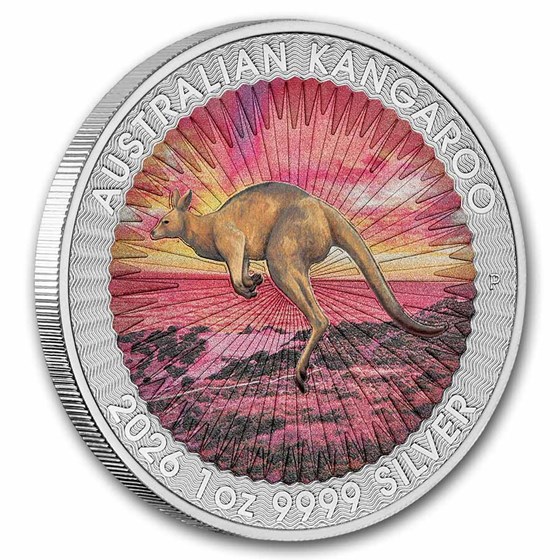 2026 Australia 1 oz Silver Colorized Sundowner Kangaroo in card