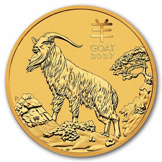 2027 Australia 1 oz Gold Lunar Goat MS-70 PCGS (FDI, Red Label)