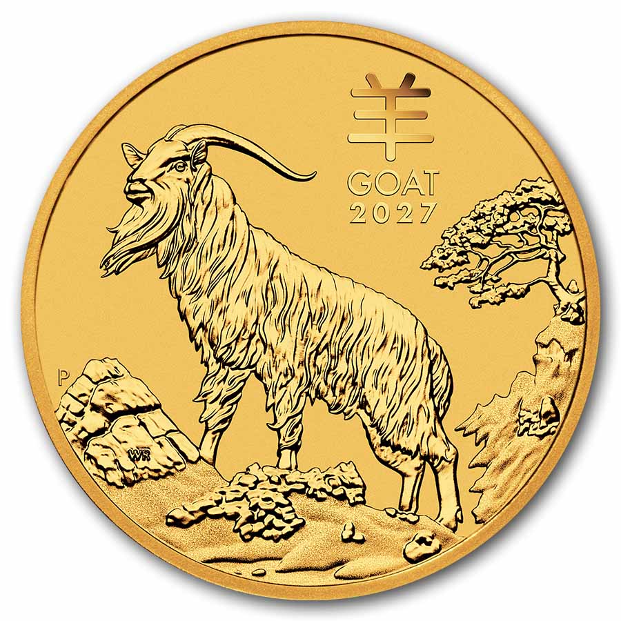 2027 Australia 1/20 oz Gold Lunar Goat BU (Series III)