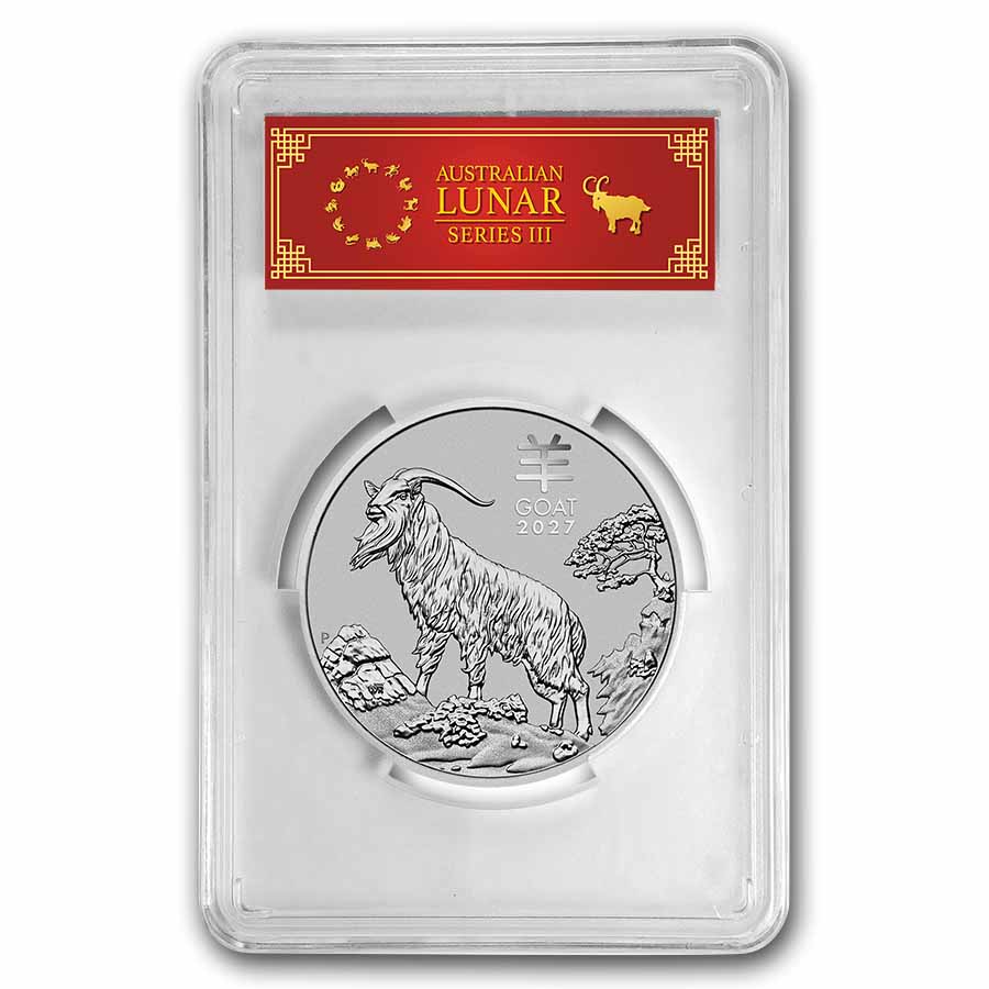 2027 AUS 2 oz Silver Lunar Goat MS-70 PCGS (FS, Red Label)
