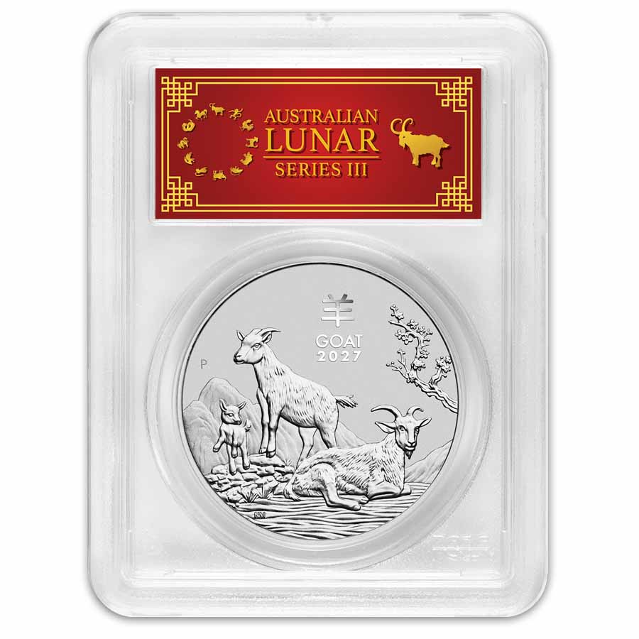 2027 AUS 1 oz Silver Lunar Goat MS-70 PCGS (FS, Red Label)