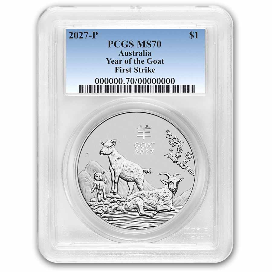 2027 AUS 1 oz Silver Lunar Goat MS-70 PCGS (First Strike)