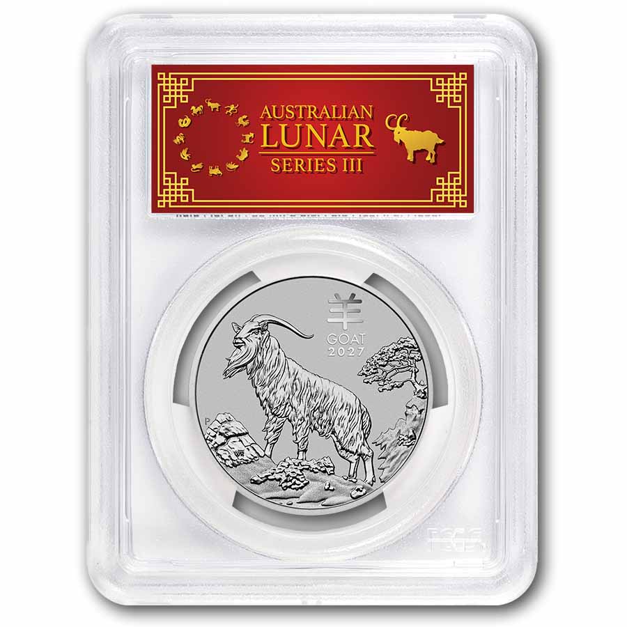 2027 AUS 1 oz Platinum Lunar Goat MS-70 PCGS (FS, Red Label) 2027 AUS 1 oz Platinum Lunar Goat MS-70 PCGS (FS, Red Label)