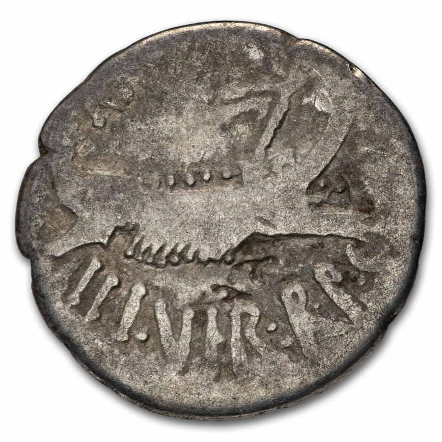 Roman Imperatorial AR Legionary Denarius M. Antony (31-32 BC) VG