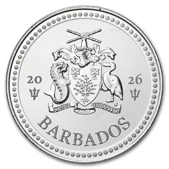 2026 Barbados 1 oz Silver Trident BU