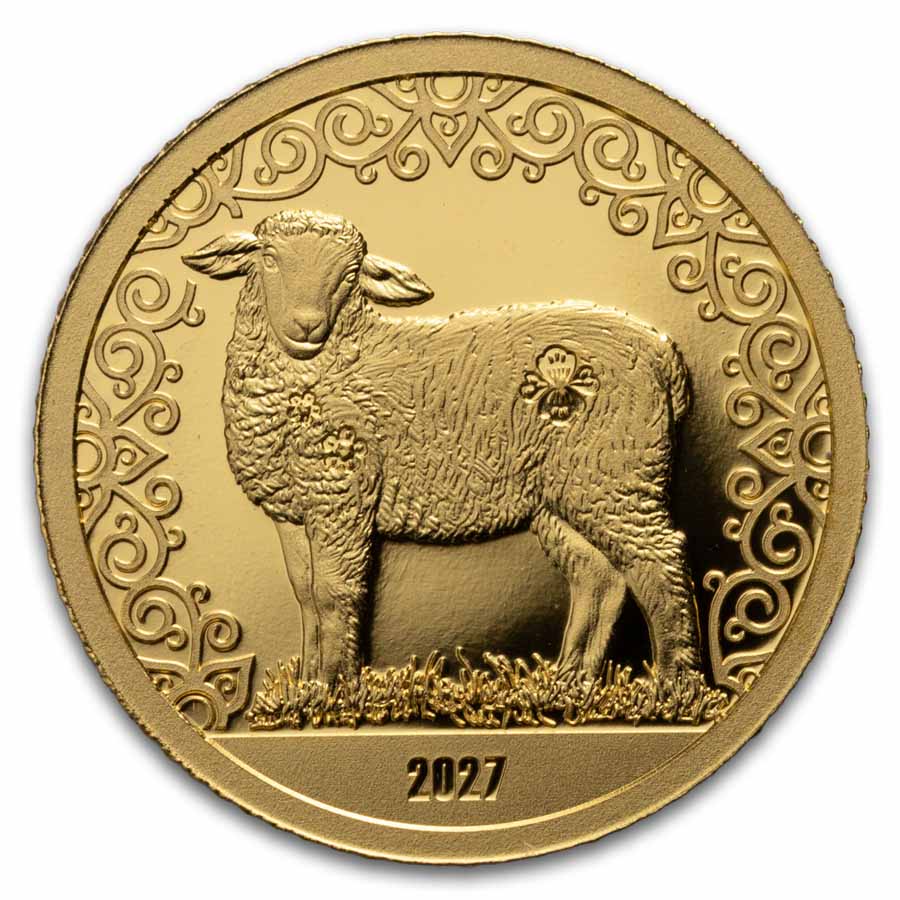2027 Mongolia 1/2 gram Proof Gold Lunar Year of the Sheep