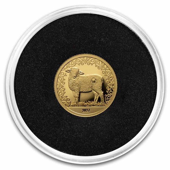 2027 Mongolia 1/2 gram Proof Gold Lunar Year of the Sheep