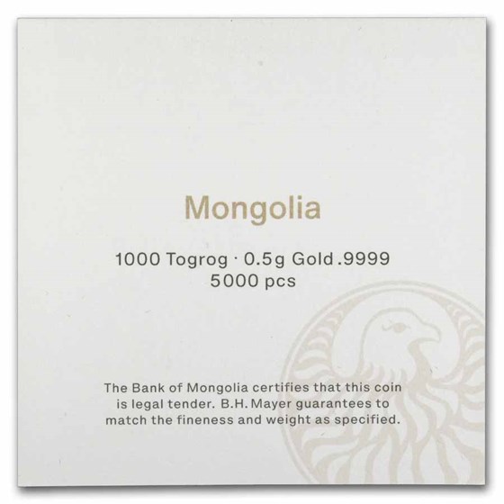 2027 Mongolia 1/2 gram Proof Gold Lunar Year of the Sheep