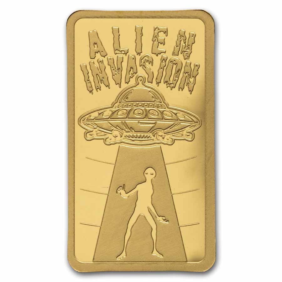 2026 Liberia 1/200 oz Gold Alien Invasion Coin Bar