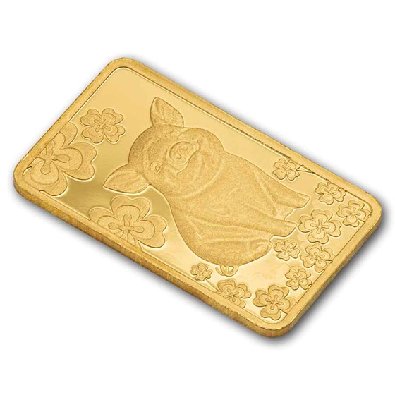 1 gram Gold Bar - PAMP Suisse Lucky Pig (In Assay w/ Sleeve)