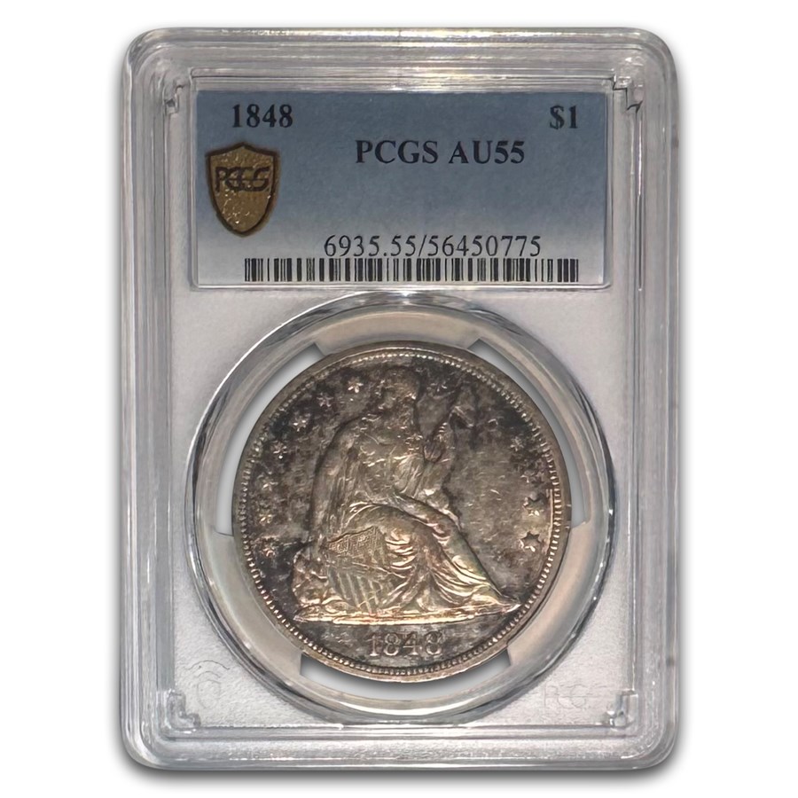 1848 Liberty Seated Dollar AU-55 PCGS