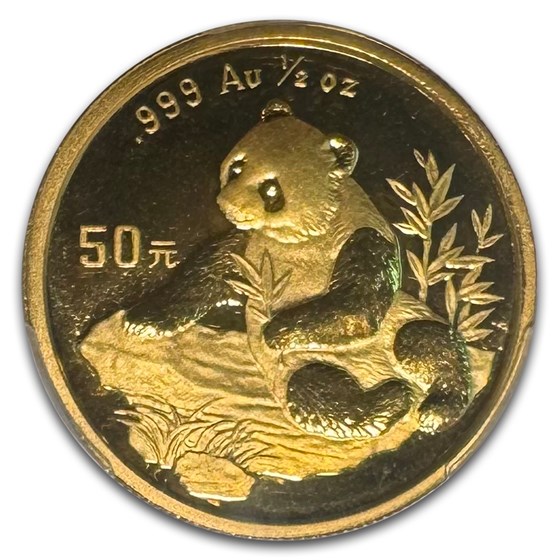 1998 China 1/2 oz Gold Panda Small Date MS-69 PCGS
