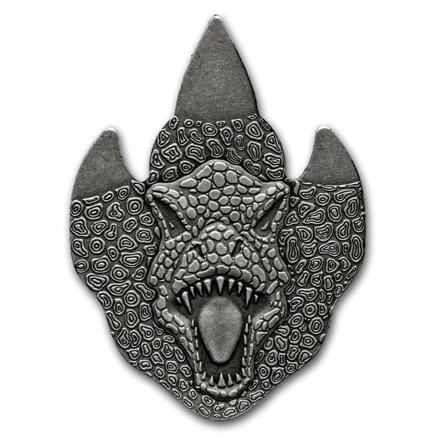 2026 Ghana 1/2 oz Silver Antique T-Rex Footprint Shaped Coin