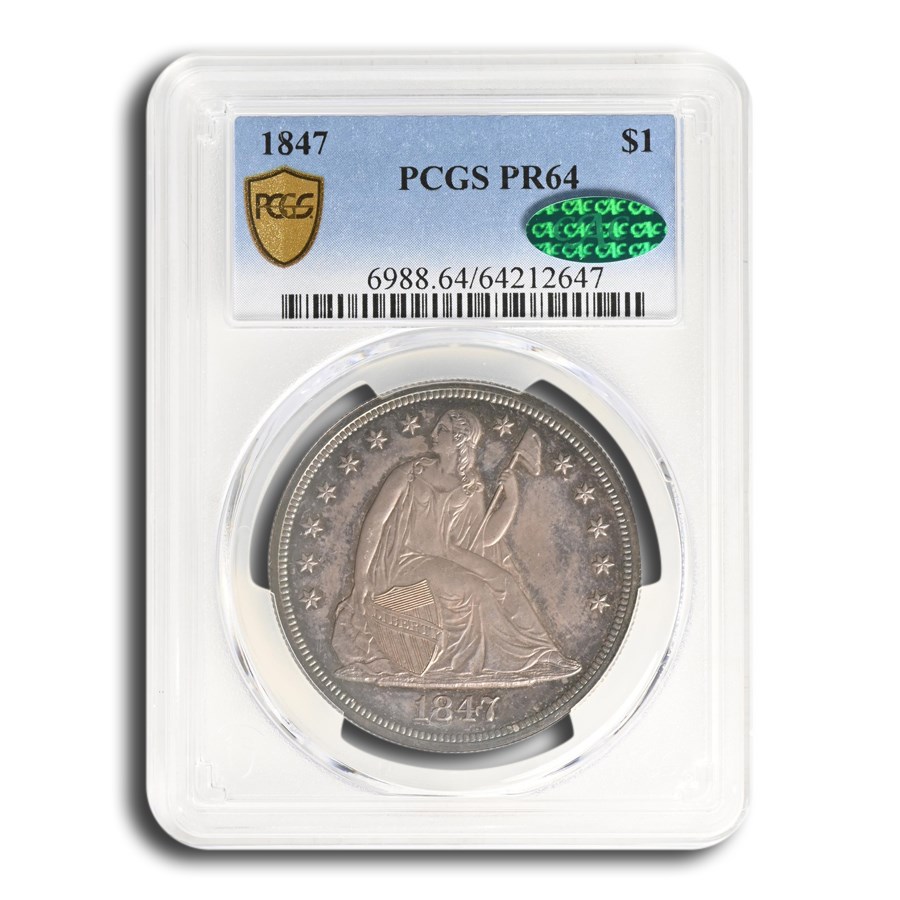 1847 Liberty Seated Dollar PR-64 PCGS CAC