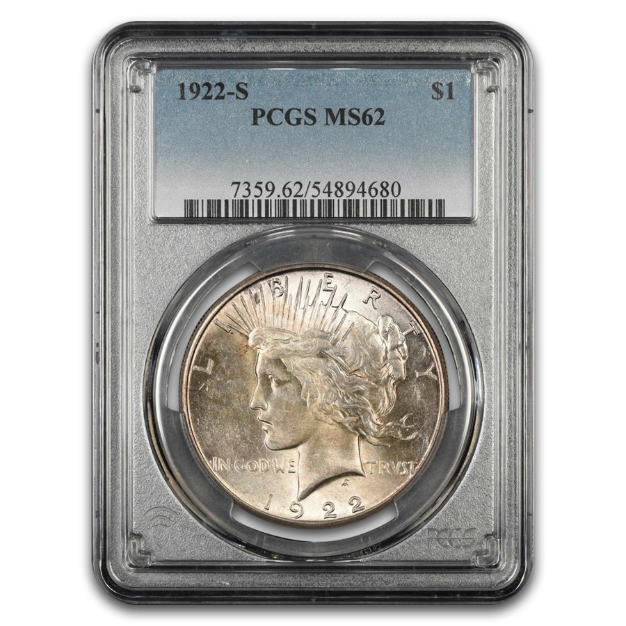 1922-S Peace Dollar MS-62 PCGS (Toned)
