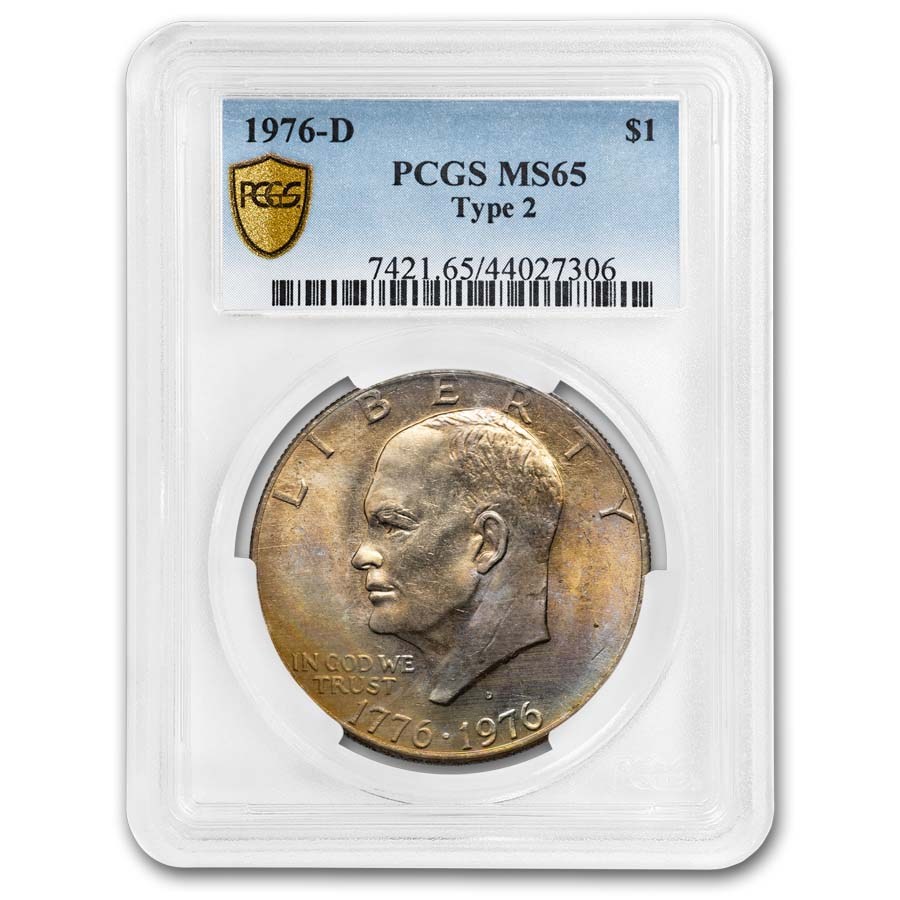 1976-D Clad Ike Dollar MS-65 PCGS (Type-2)(Beautifully Toned)