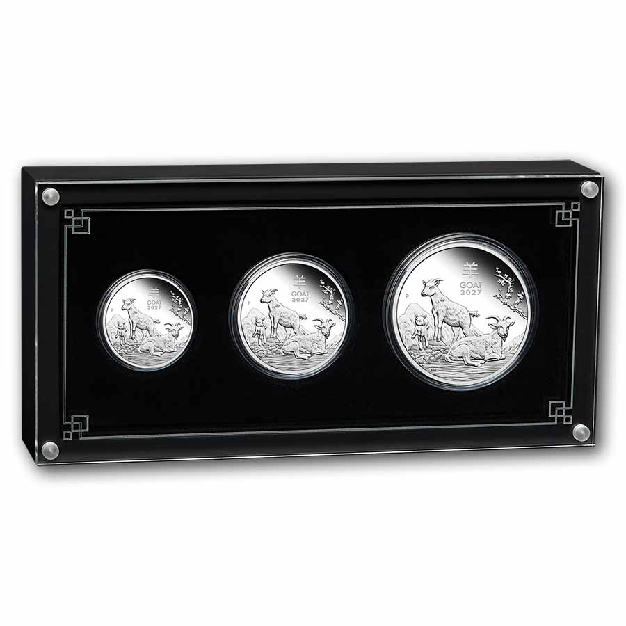 2027 Australia 3-Coin Silver Lunar Goat Proof Set (w/Box & COA)
