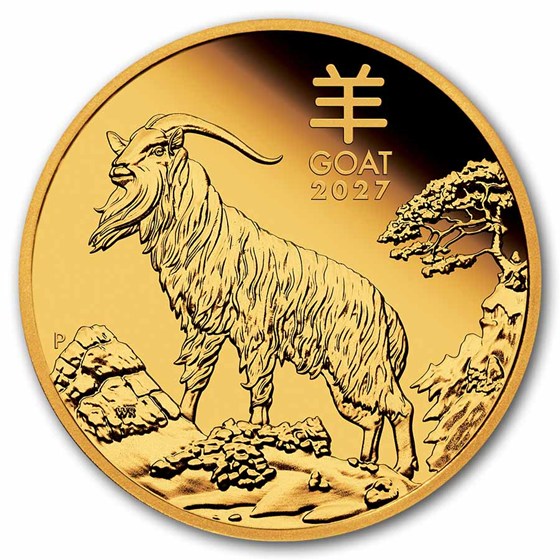 2027 Australia 1 oz Gold Lunar Goat Proof (w/Box &amp; COA)