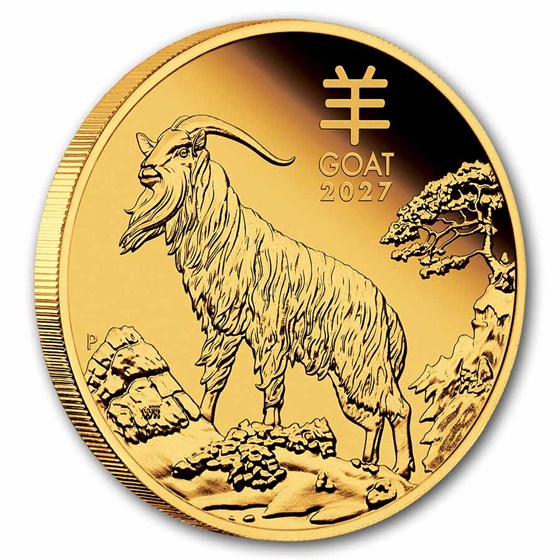 2027 Australia 1 oz Gold Lunar Goat Proof (w/Box &amp; COA)