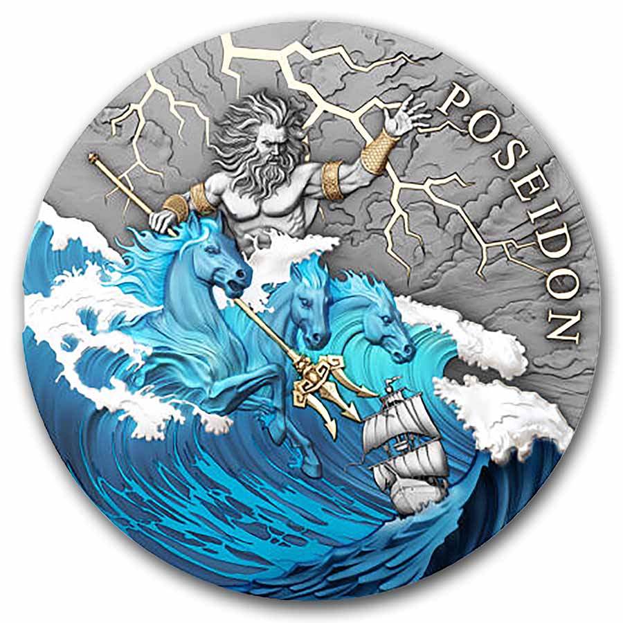 2026 Niue 2 oz Silver Poseidon (Colorized) w/Box & COA 2026 Niue 2 oz Silver Poseidon (Colorized) w/Box & COA