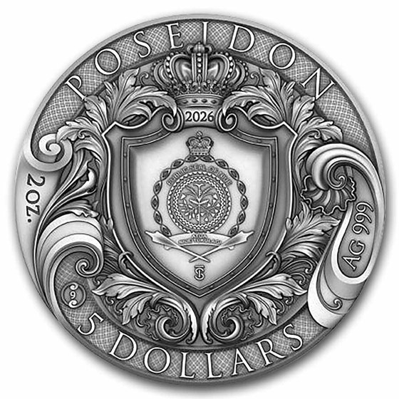 2026 Niue 2 oz Silver Poseidon (Colorized) w/Box &amp; COA