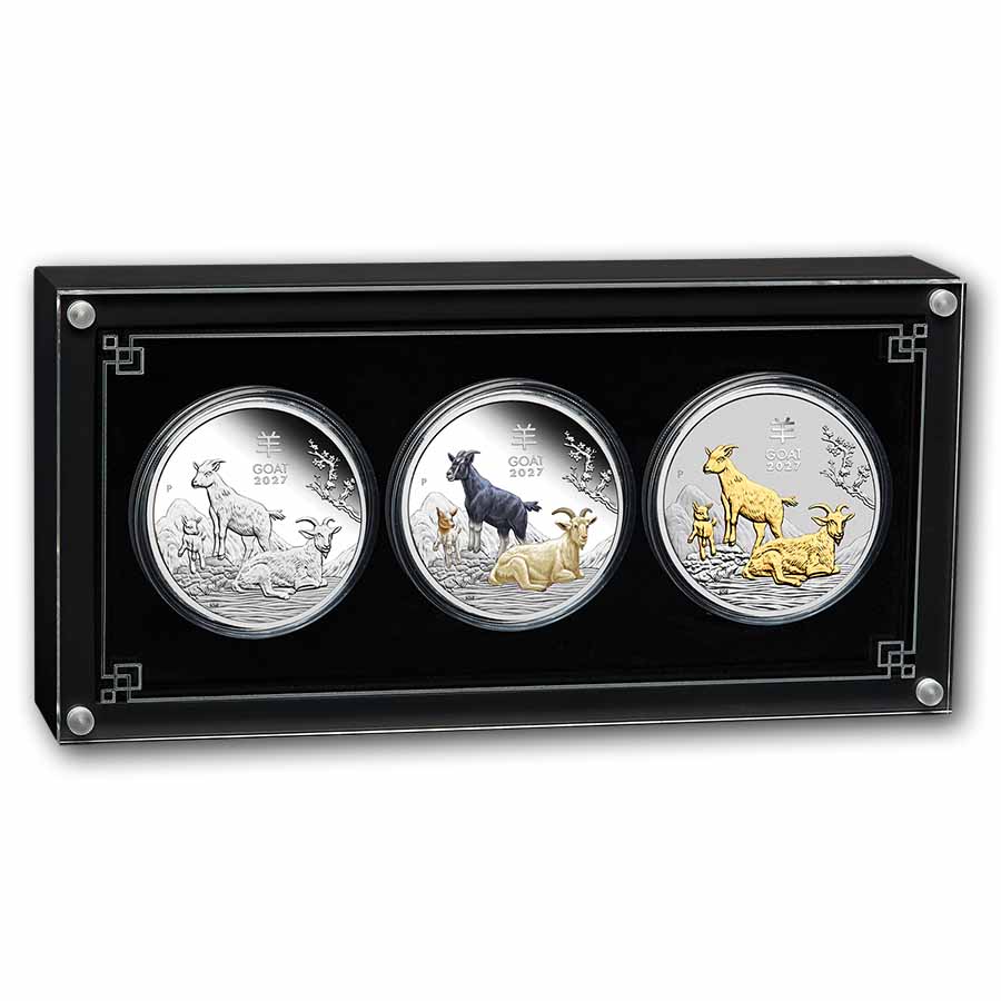 2027 AUS Year of the Goat 1 oz Silver Trio (SIII, w/Box & COA)