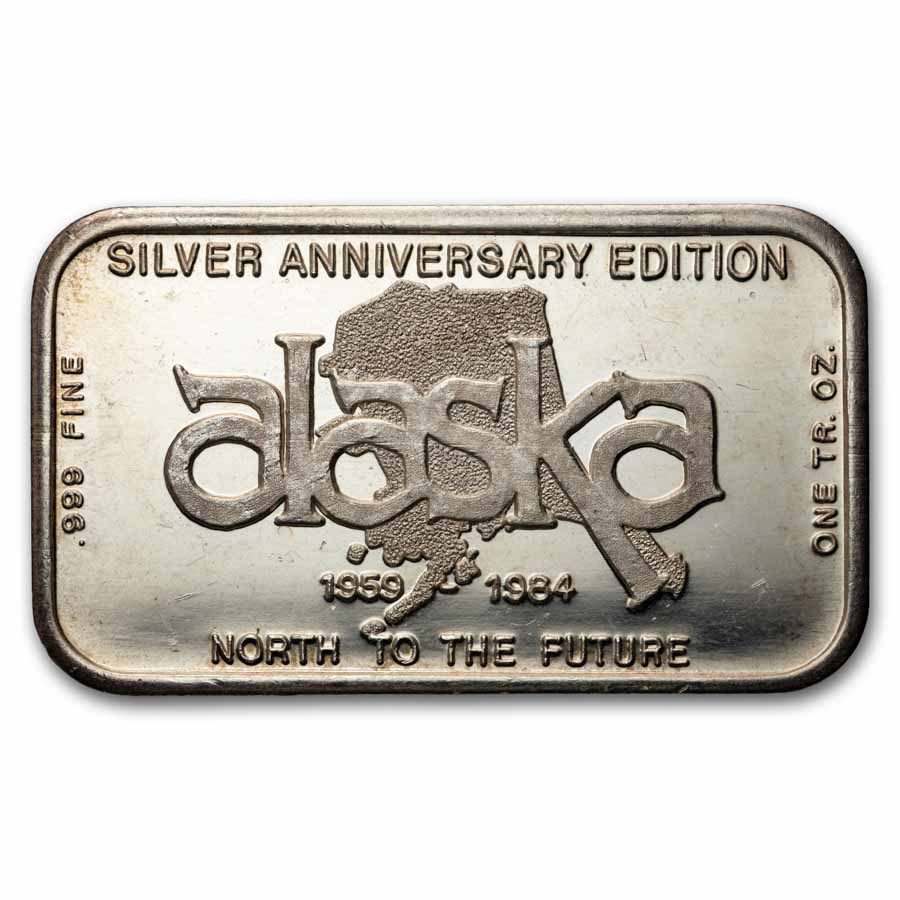 1 oz Silver Bar - Vintage Alaska (Random Motif)