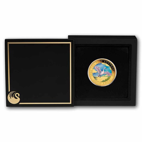 2026 AUS 1 oz Gold 10th Anniversary Colorized Swan (Box, COA)