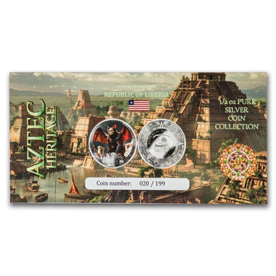 2026 Liberia 1/2 oz Silver Aztec Heritage: Camazotz (Blister Pkg)