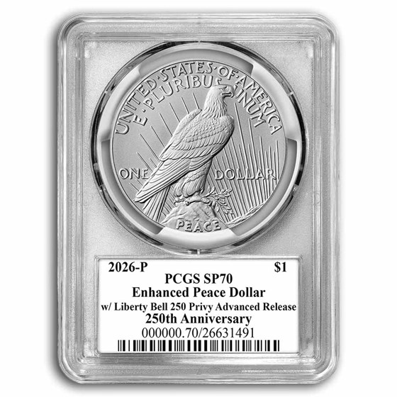 2026 Silver Peace Dollar MS-70 PCGS (250 Privy, AR, 250th)