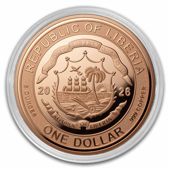 2026 Liberia 5 oz Copper Lady Justice (with COA)