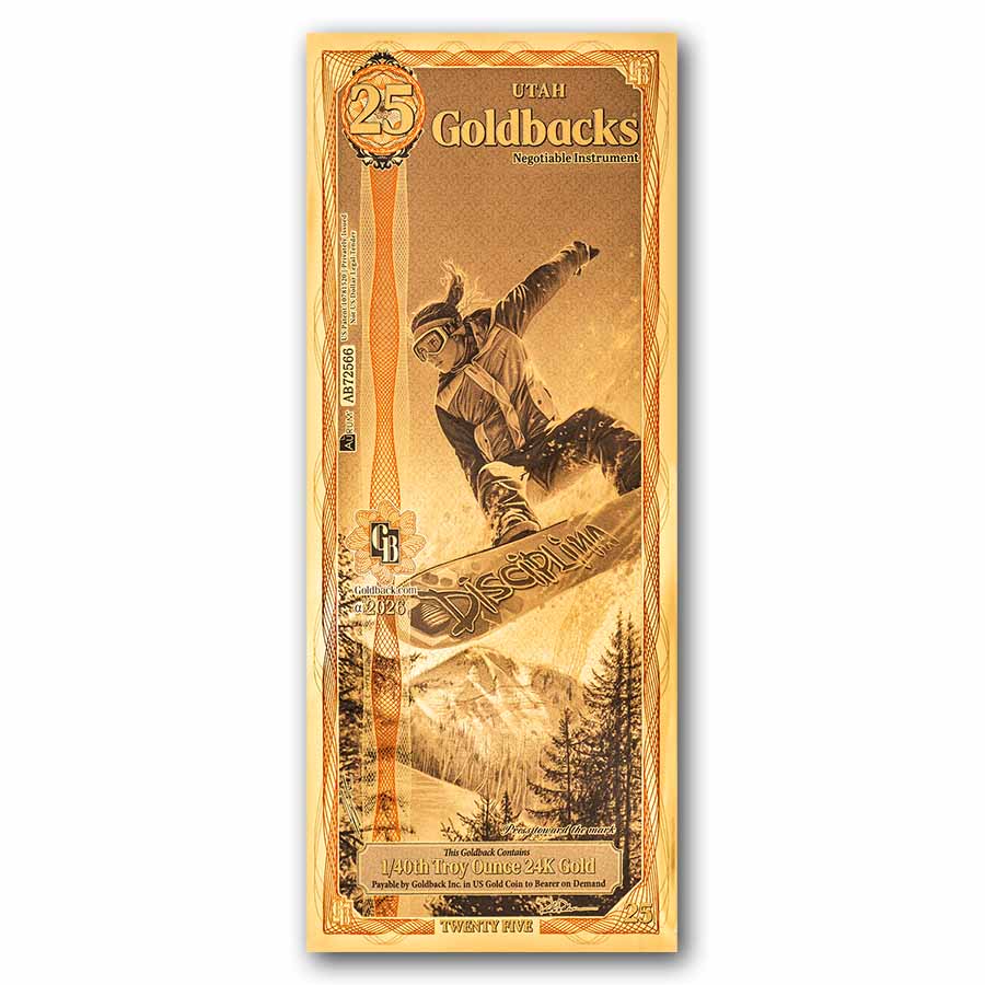 25 Utah Goldback - Aurum Gold Foil Note 24k (New Design)