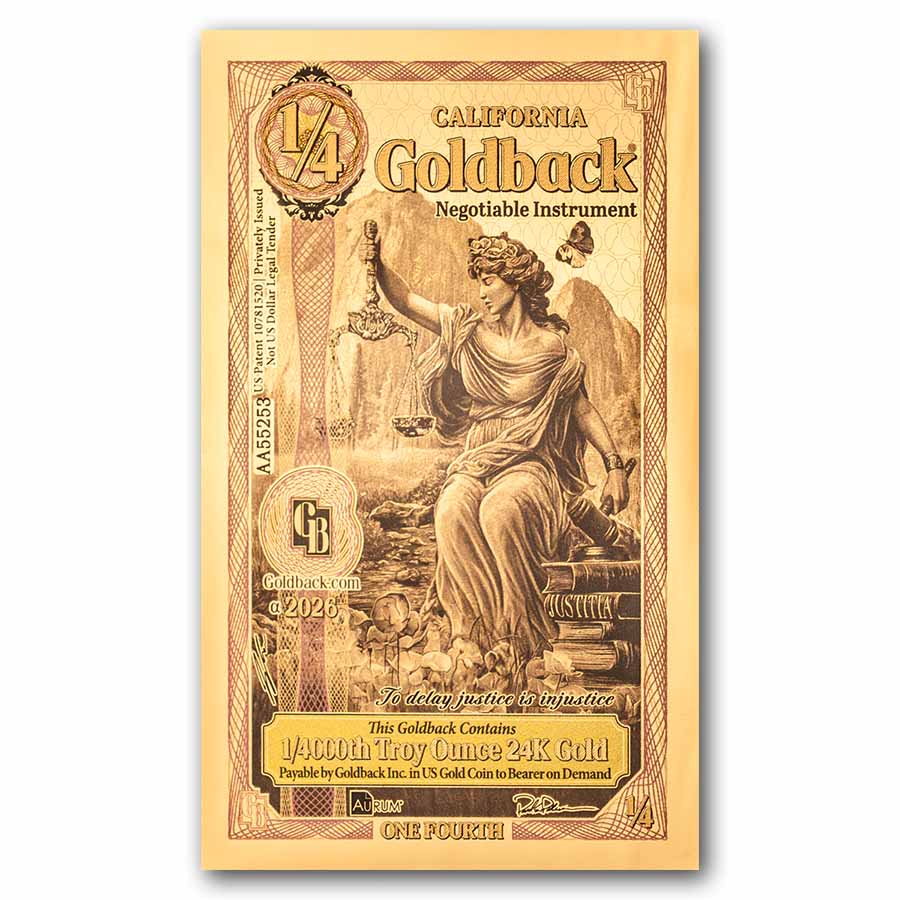 1/4 California Goldback - Aurum Gold Foil Note (24k)
