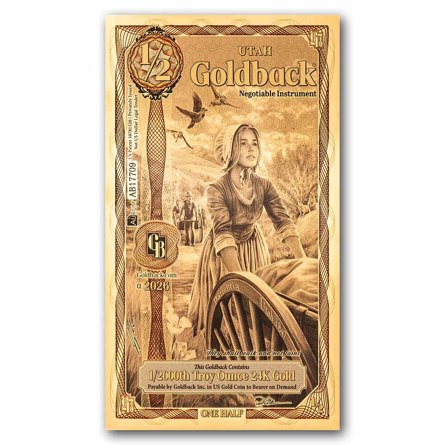 1/2 Utah Goldback - Aurum Gold Foil Note 24k (New)