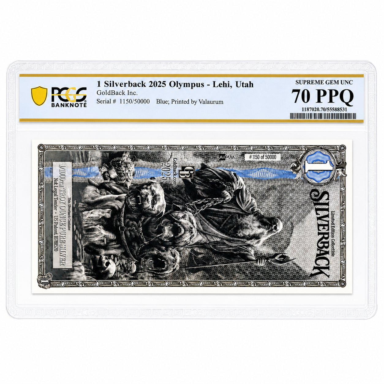 2025 1 Silverback Olympus Hades PCGS 70 (Blue Standard, Lehi)