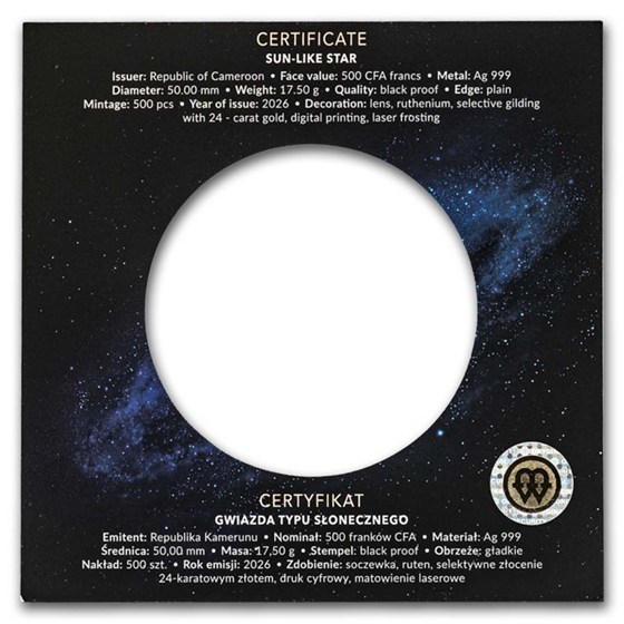 2026 Cameroon Silver Life Cycle of Stars: Sun-Like Star
