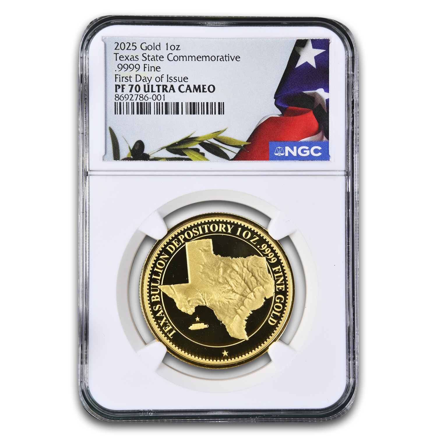 2025 Texas Bullion Depository 1 oz Gold Commem PF-70 NGC FDI