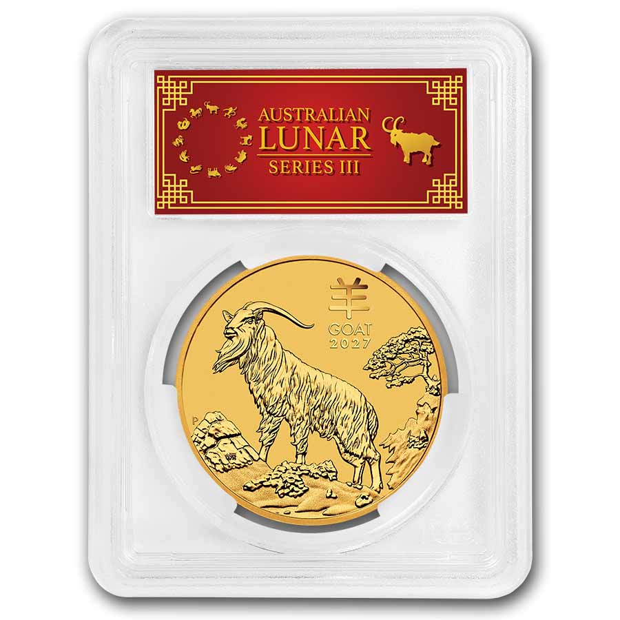 2027 Australia 2 oz Gold Lunar Goat MS-70 PCGS (FS, Red Label)