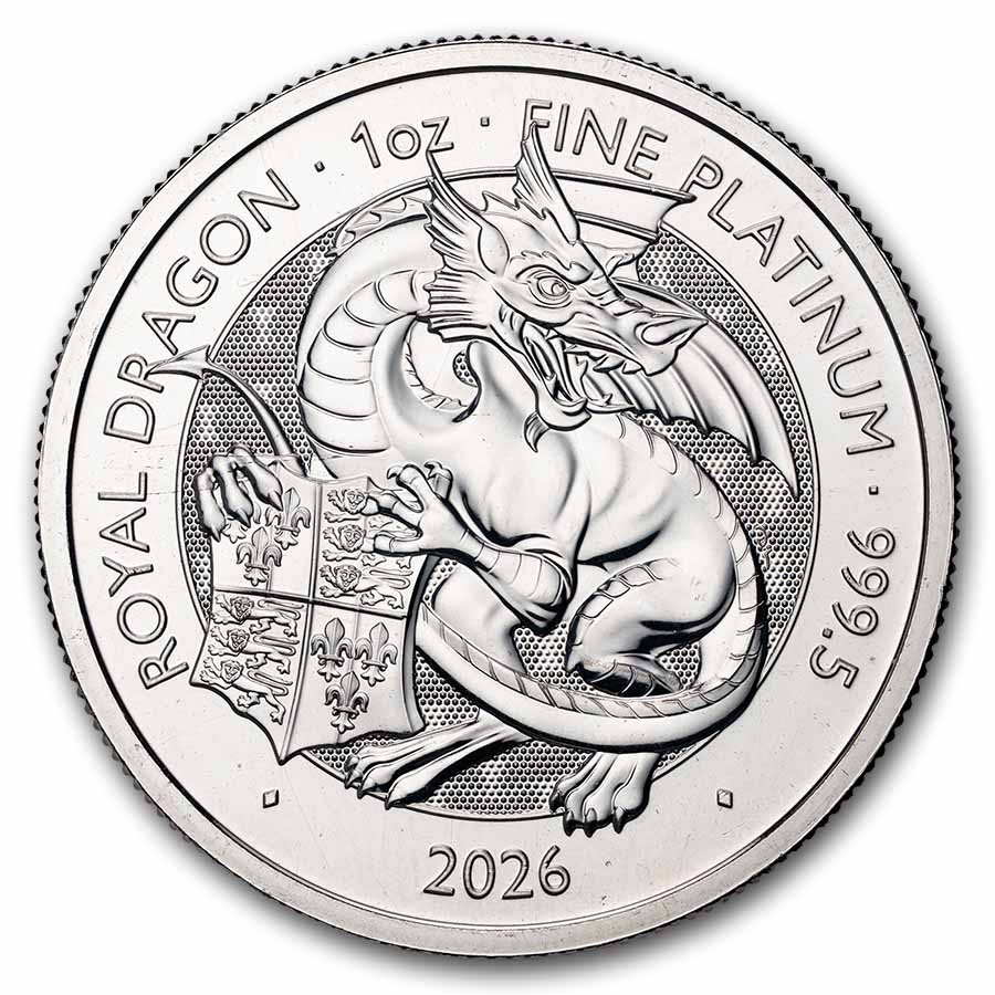 2026 GB 1 oz Platinum Royal Tudor Beasts The Royal Dragon BU
