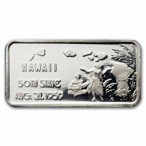 1 oz Silver Art Bar - Hamilton Mint (Two Bar Bicentennial Set)