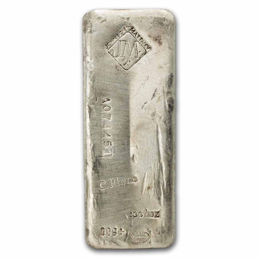 100 oz Silver Bar - Johnson Matthey (C. Rhyne)