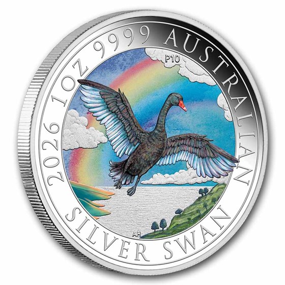 2026 Australia 1 oz Silver Colorized Black Swan MS-70 PCGS FDI