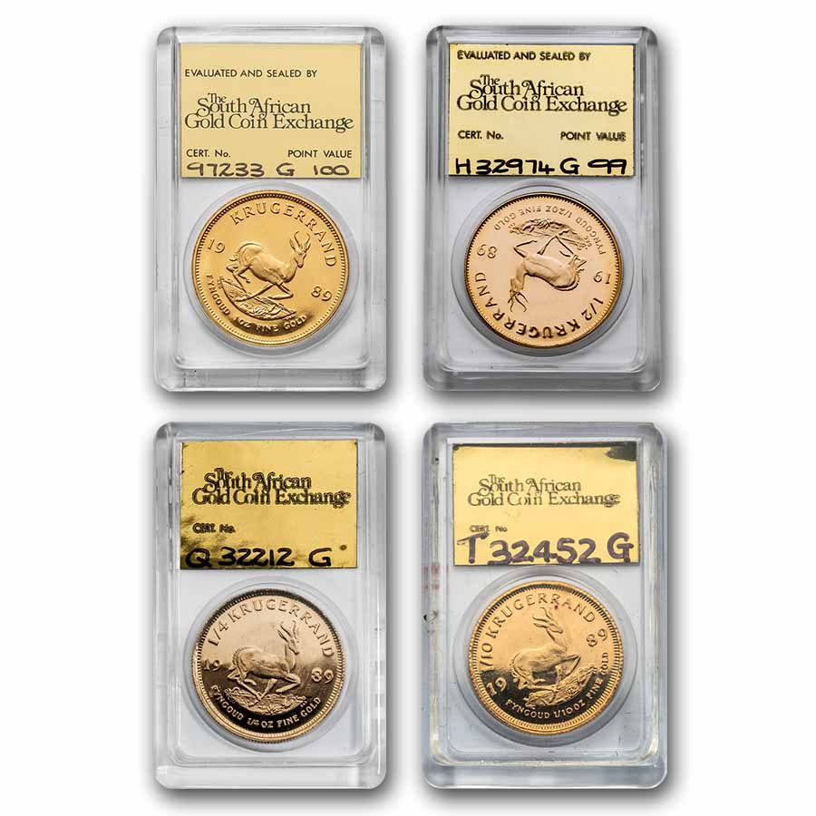 1989 South Africa 4-Coin Gold Krugerrand Proof Set (SAGCE)