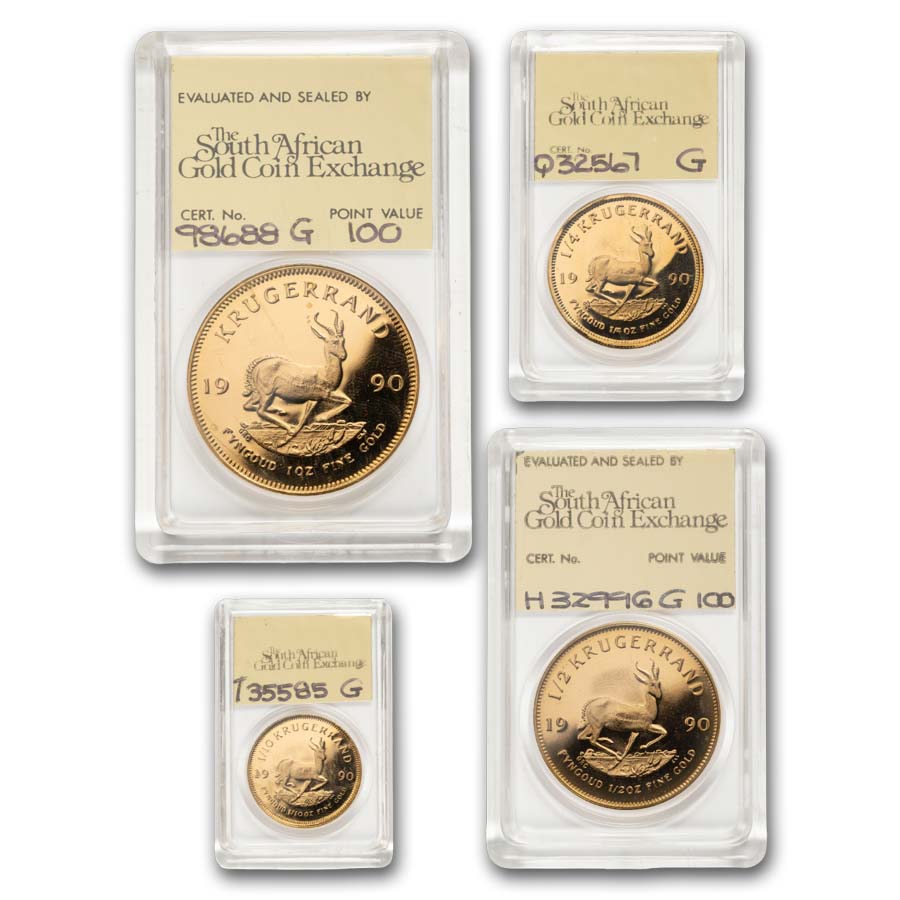 1990 South Africa 4-Coin Gold Krugerrand Proof Set (SAGCE)
