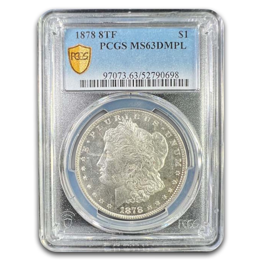 1878 Morgan Dollar 8 TF MS-63 DMPL PCGS