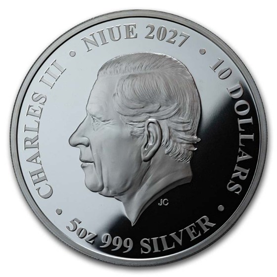 2027 Niue 5 oz Silver Lunar Goat Black Proof (with Box and COA)