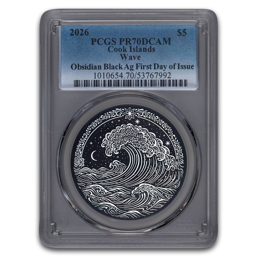 2026 Cook Islands 1 oz Silver Obsidian Black Wave PR-70 PCGS FDI